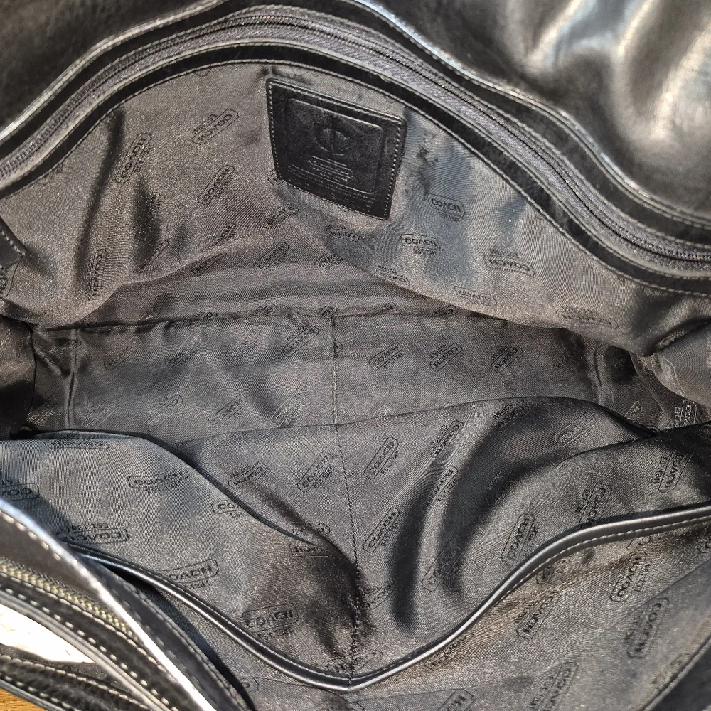 Vintage Coach Black‎ Flatiron II Pebbled Leather Messenger Bag D04S-5747 - Picture 12 of 15